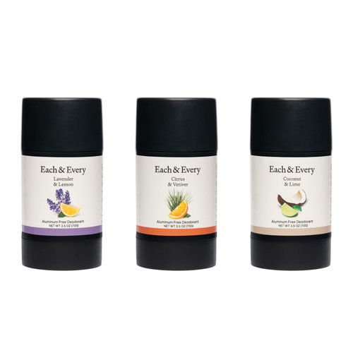 Each & Every 3-Pack Natural Aluminum-Free Deodorant for Sensitive Skin with Essential Oils, Plant-Based Packaging (Best Sellers, 2.5 Ounce (Pack of 3))
