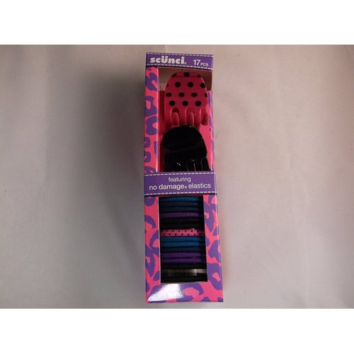 Scunci 17 Pcs Hair Set 2 Jaw Clips and 15 No Damage Elastics