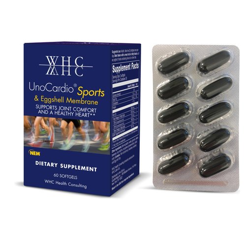 WHC, UnoCardio Sports & Eggshell Membrane Fish Oil, 1250 mg of Omega-3, 720 mg EPA, 480 mg DHA, Unflavored, 60