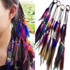 4PCS Women Lady Handmade Boho Hippie Hair Rope Head Wrap Hair Band Headbands Elastics Feather Hair Tie Ponytail Holders Hair Accessories Headdress