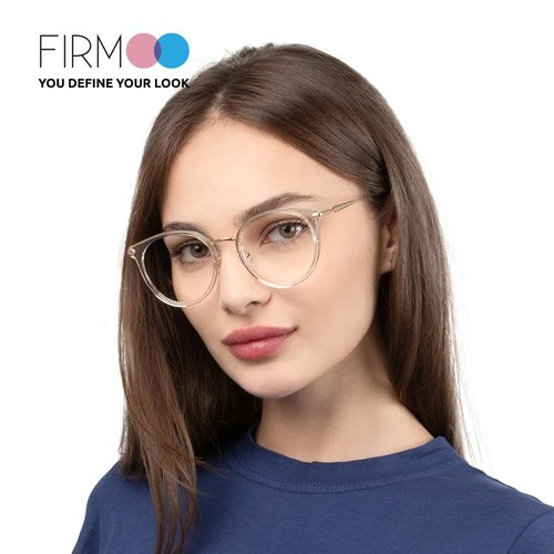 Firmoo Round Oversize Blue Light Blocking Glasses Women, Vintage Clear Computer Glasses, Bluelight Blocker Eyewear for Women Men