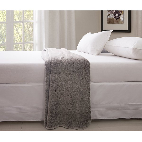 Valea Home Bed Skirt with Stitch on White Dust Ruffle with Split Corner, Durable Elegant Luxury Queen 14-inch Drop