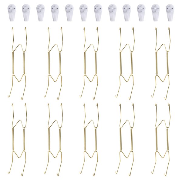 Fasunry 10 Pack Plate Hangers, 10 Inch Wall Plate Hangers and 12 Pack Wall Hooks, Compatible 8.5 to 10.5 Inch Decorative Plates, Antique China, Antique Plates and Arts