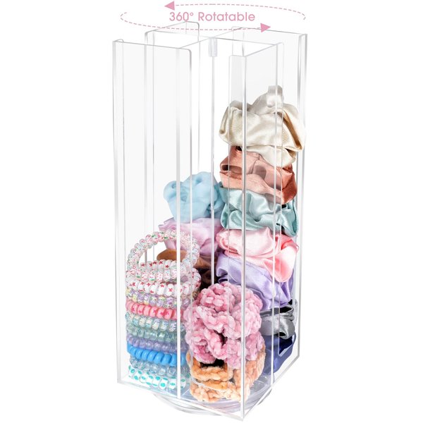 OAOLEER Acrylic Scrunchie Holder Organizer, Hair Ties Display Stand, 4 Tier Hair Accessories Organizer Storage for Bracelets Bangle Watches