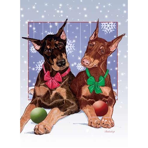 Doberman Pinscher Christmas Cards : 10 Holiday Cards with Envelopes