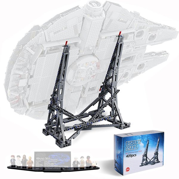 Kyglaring Vertical Display Stand for Lego Ultimate Millennium Falcon 75192 Building Blocks Model Set, Creative DIY Bricks Bracket Holder Building Kit with Arcylic Base (409 PCS, No Lego Set)