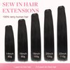 GOO GOO Sew in Hair Extensions Real Human Hair, Weft Hair Extensions Human Hair, 1B Natural black 18 Inch-100g, Weft Bundles Straight Silky Remy Hair