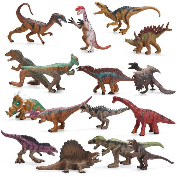 Tblicked Dinosaur Toys Realistic Dinosaur Figures 16 Pack Kids Dino Educational Toys 5 Inch Party Favor Animal Figurine Model Spinosaurus T-Rex Velociraptor Brachiosaurus, Dinosaur Toys for Kids 3-5