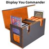 AFIING MTG Commander Card Storage Box - Fits 200 Double Sleeved Cards,3-in-1Card Deck Case,Strong Magnet Card Organizer For Magic Commander TCG CCG,4Dividers &2 Toploaders, Black/orange