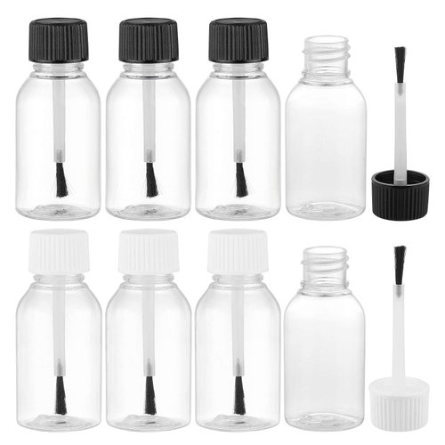 BENECREAT 20 Packs 30ml/1oz Plastic Brush Applicator Cap Bottles for Glue, Paint, Art Journal and House Project