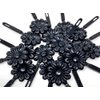 Tara Girls Self Hinge Plastic Flower Hair Barrettes 18 Pieces Selection (Black)