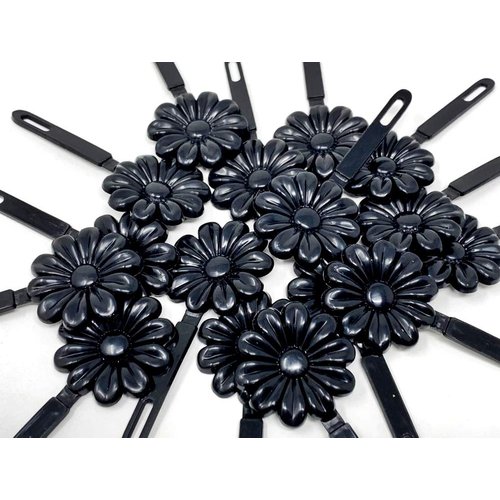 Tara Girls Self Hinge Plastic Flower Hair Barrettes 18 Pieces Selection (Black)