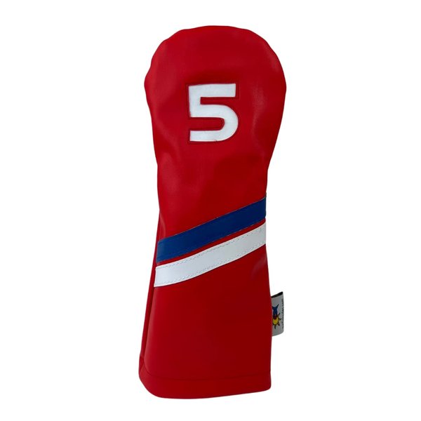 Sunfish Leather Fairway 5 Wood Golf Headcover Red/Blue/White