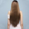X-TRESS Ombre Brown Straight Hair Synthetic Wigs for Women 28 Inch Long Straight For Halloween Party Wig
