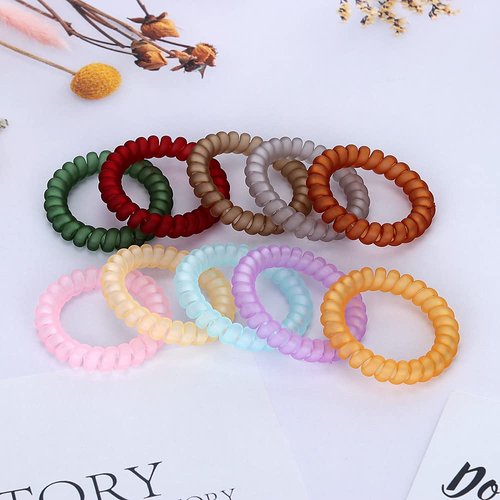 10 Piece Spiral Hair Ties For Thick Hair, Coil Elastics Hair Ties, Multicolor Medium Spiral Hair Ties, No Crease Hair Coils, Telephone Cord Plastic Hair Ties For Women And Girls (Matte Candy Color)