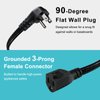 Flat Under Carpet Extension Cord with Flat Wall Plug, 3FT Black Thin Flat Cable Low Profile Power Cord 3 Prong Grounded Wire SPT-3 14AWG Heavy Duty Male to Female Extender for Air Conditioner