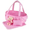 Baby Doll Cradle Bassinet Portable Doll Carrier Carry Bag Doll Bed,Baby Doll Accessories Playset,Soft Pillow Quilt Blanket Plush Bear,for 8-9-10-11-12 Inch Smaller Alive Baby Doll Pretend Play Toy