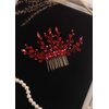 Kercisbeauty Red Crystal Hair Comb for Women Wedding Bridal Hair Piece Boho Hair Accessories for Prom Party