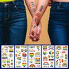 10 Sheets(108PCS) Pride Day Temporary Tattoo for LGBT Gay Pride Fake Tattoos Rainbow Flags Hearts Lips Stars Ribbons Tattoo Stickers Pride Parades Celebrations Party Supplies for Arm Body Face