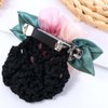 Leadigol Women Hair Bun Cover Net, Barrette Hair Clip Bow, Silk Flower Hair Clip, Barrettes Net Snood Hairnet Lace Bow, Flower Hairgrips Crochet Bun Net
