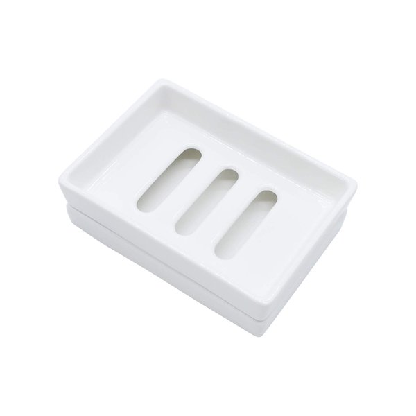 Ceramic Soap Dish Bar Soap Holder Double Layer Soap Tray Draining Soap Saver by Lofekea