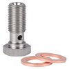 Podavelle M10x1.25 Metric Stainless Steel Single Banjo Bolt Brake Fitting Adapter 24mm Long with Copper Washers