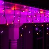 Wintergreen Lighting Halloween Icicle Lights, 70 Purple and Orange Mini LED Lights on Black Wire, 7 ft Fun House Halloween Decorations Party Lights (70 Icicle Lights)