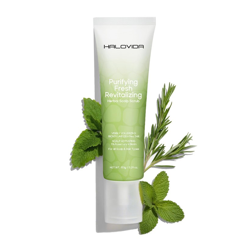 HALOVIDA Sea Salt Rosemary & Mint Scalp Scrub, Clean Silicon Oil-Free, Itchy Relief Scalp Treatme...