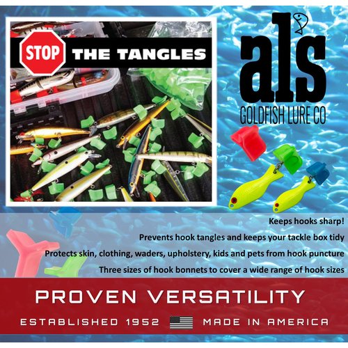 American Made Hook Bonnets by AL's Goldfish - 60 Pack (Small - Fits Standard Treble Hooks Sizes 12-8, Blue)