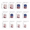 4th of July Square Press on Nails Glitter Frencch Tip Fake Nails with Star and Swirle Designs Short Square Red Blue White Glossy False Nails with Bling D esigns Acrylic Stick on Nails for Women 24 Pcs