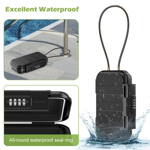 KeeKit Portable Safe Box, Combination Key Lock Box, Personal Security Case with Code, Waterproof Key Storage Box for Beach, Car, Home, Travel and Outdoor Camping Activities