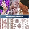 9 Sheets Temporary Tattoo Stickers Exquisite Indian Mandala Flower Lace Totem Pattern Waterproof Brown Tattoo Stickers Decoration for Beach Party Wedding Festivals Decorations