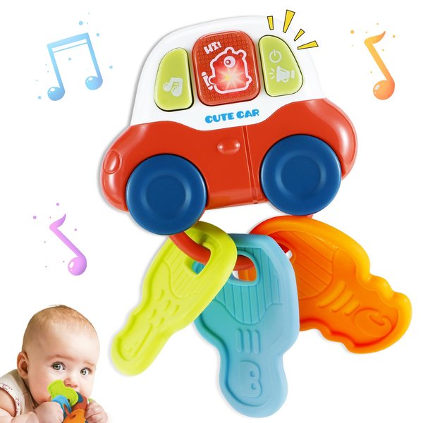 Baby Sensory Learning Montessori Toys with Sounds, Infant Toddlers Travel Activities Musical Teething Toys for Babies 0 3 6 9 12 18 Months, Newborn Christmas Gifts for 1 2 Year Old Boys Girls