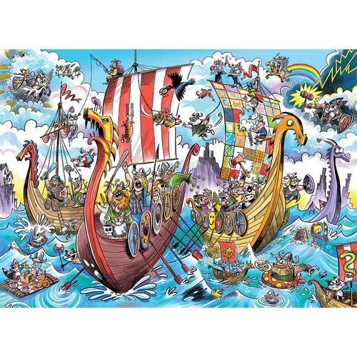 Cobble Hill 1000 Piece Puzzle - DoodleTown: Viking Voyage - Sample Poster Included