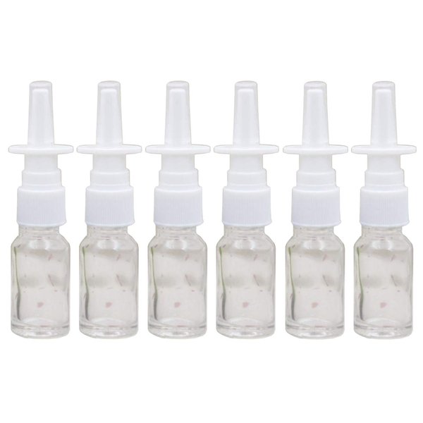 SYBL 6Pcs 10ml/0.34oz Glass Nasal Bottles - Portable Empty Refillable Fine Mist Atomizers Cosmetic Makeup Perfume Storage Container Vials(Clear)