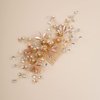 Jumwrit Bridal Hair Comb Rhinestone Crystal Headpiece Handmade Flower Leaves Pearl Hair Comb for Bride Bridesmaid Wedding Hair Accessories for Women Girls（Gold）