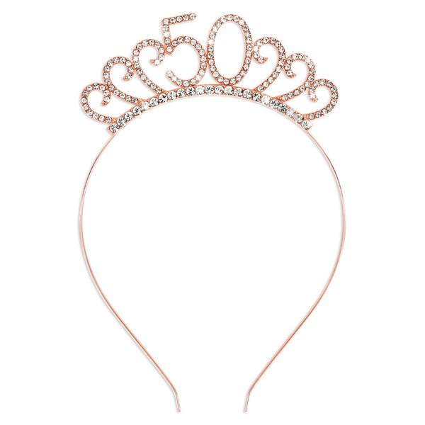 CIEHER 50th Birthday Decorations for Women 50th Birthday Headband 50 Birthday Tiara 50th Birthday Gifts Women