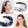 TOBATOBA 8 Pack Bandana Headband for Women Elastic Paisley Headbands, Wide Knotted Headbands for Women Top Knot Headband Turban Headbands, Vintage Boho Headbands No Slip (4set black red blue white)