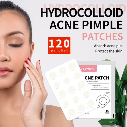 POLYNEW Acne Pimple Patches for Face (2 Sizes 120 Count), Invisible Hydrocolloid Acne Pimple Patches, Acne Dots, Acne Spot Treatment, Pimple Stickers, Pimple Patches