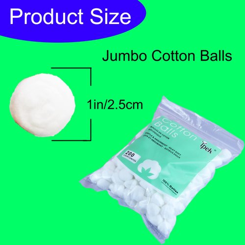 400 Count Pure Cotton PremiumCotton Balls，Organic Cotton Balls, Absorb Well, Super Soft,Multipurpose for Makeup Removal,Applying Lotion or Powder,Nail Polish, for Everyday Household Use（2 * 200）