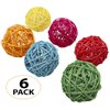 Bonka Bird Toys 1292 Pk6 Medium Colored 2" Vine Balls, Parrot Foot Talon Craft Part Cage Toy, Conure, Amazon, African Grey, and Similar