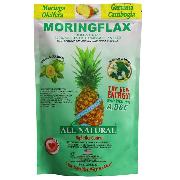 MORINGFLAX Bag Formula 100 Natural Canadian Flax Seed with Garcinia Cambogia and Moringa Oleifera Bag, Tan, 16 Ounce