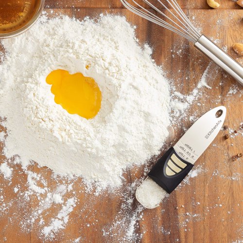 KitchenArt Professional Series Tablespoon, Champagne Satin Measuring Spoon, Adjustable from 1/2 Teaspoon to 1 Tablespoon, White & Black