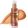 AbluFirst 4 Colors Shimmer Body Oil Face Glitter Summer Body Moisturizing Light Shimmering Glow Non-Sticky Party Body Luminizer and Illuminator Smooth (2.8 Fl Oz Pack of 1, Bronze Gold)