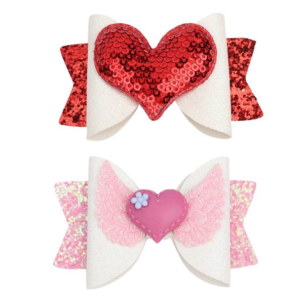 Valentines Glitter Hair Clips Love Heart Sequins Bows Hair Pins Kids Girls Party Hair Accessories for Valentine's Day Birthday Holiday Hair Accessories For Girls Toddler Kids