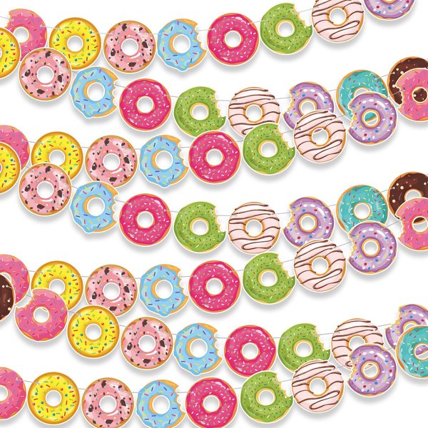 Dinifee 5 Pack Donut Party Banners Doughnut Grow up Party Decorations Hanging Swirl Donut Paper Cutouts Birthday Party Garland for Donut Baby Shower Gender Reveal Bridal Shower Party Supplies