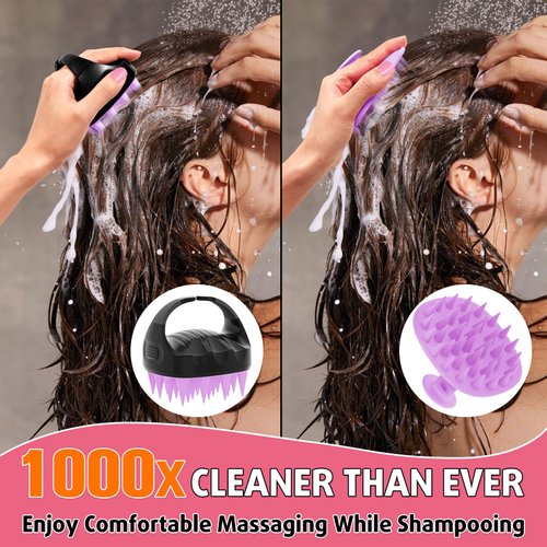 Cbiumpro Scalp Massager Shampoo Brush, Ultra Soft Silicone Scalp Scrubber, Scalp Brush for Dandruff Removal, Scalp Massager Hair Growth, Scalp Exfoliator 100% Fit for All Hair Types - Pack of 2
