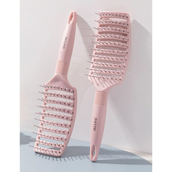 Curved Vented Hair Brush Fast Drying Detangling Massage Brushes for Long Wet Dry Thick Thin Curly Natural Hairs Women| airflow- From easyFlowing Pink Blue Green (Blue)