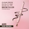 Covergirl Clean Fresh Brow Filler Pomade, 600 Dark Brown, Eyebrow Pencil, Ultra-Precise Tip, Creamy Formula, Highly Pigmented, Soft Matte Finish, Vegan Formula, 0.007oz