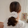 1 Pc Hair Ties for Women - Hair Scrunchies Girls 1-Piece Set - White Lace Design - Premium Fabric Ponytail Holder Hair Tie，Hair Accessories（White）